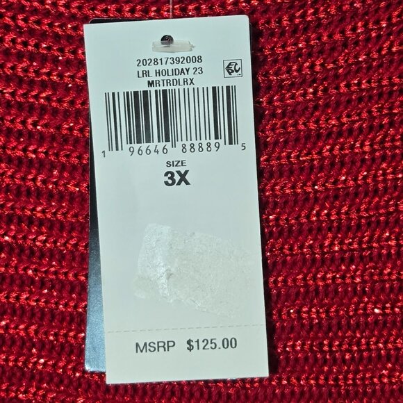 Ralph Lauren Plus-Size Dolman Sleeve Boatneck Sweater 3X Metallic Red Holidays - Picture 8 of 13